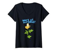 Femme What's Up Buttercup Funny Graphic T-Shirt avec Col en V