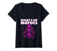 Femme What's Up MOFUCS (Graphique Amusant pour Une fête d'halloween) T-Shirt avec Col en V