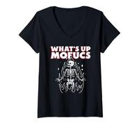 Femme What's Up MoFucs (Graphique Amusant pour Une fête d'halloween) T-Shirt avec Col en V