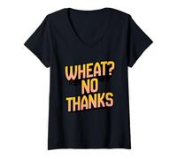 Femme Wheat? NO Thanks Vêtements sarcastiques Amusants sans Gluten pour coeliaque T-Shirt avec Col en V