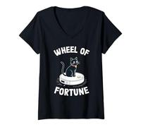 Femme Wheel of Fortune Cat Robot aspirateur pour Chat T-Shirt avec Col en V