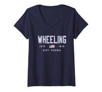Femme Wheeling WV/Wheeling West Virginia Field Design T-Shirt avec Col en V
