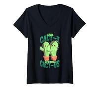 Femme When Cactus Becomes Cactus T-Shirt avec Col en V