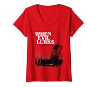Femme When Evil Lurks Key Art T-Shirt avec Col en V