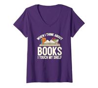 Femme When I Think About Books I Touch My Shelf - Livre Lovers Read T-Shirt avec Col en V