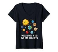Femme When I Was A Kid We Had 9 Planets Space Galaxy Femmes Hommes T-Shirt avec Col en V