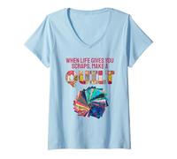 Femme When Life Gives You Scraps, Make A Quilt T-Shirt avec Col en V