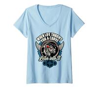 Femme When Life Throws You A Curve Lean Into It Moto Rider T-Shirt avec Col en V