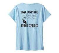 Femme When Words Fail Music Speaks Shakespeare Meme Citation au Dos T-Shirt avec Col en V
