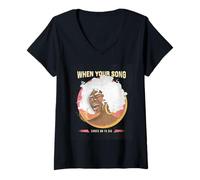 Femme When Your Song Comes on Ya Dig Cadeau Afro-américain T-Shirt avec Col en V