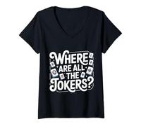 Femme Where are All The Jokers Jeu de Joueur Mahjong |- T-Shirt avec Col en V