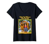 Femme Where I Go to Cry Sarcastic Retro Vintage Funny Adult Humor T-Shirt avec Col en V