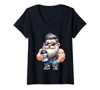 Femme Whey Protein Gnome Dad Funny Bodybuilder Graphic For Coach T-Shirt avec Col en V