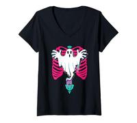Femme Whimsical Ghost All-Hallows Eve T-Shirt avec Col en V