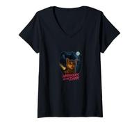 Femme Whiskers in The Dark Chat Fantôme Horreur Art T-Shirt avec Col en V
