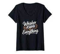 Femme Whiskers Kisses Fix Everything T-Shirt avec Col en V