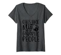 Femme WhiskerWay Cats are My Favorite People Cat Lover Citation T-Shirt avec Col en V
