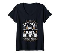 Femme Whiskey Bent And Hellbound Funny Whiskey Cowboy Cowgirl Fun T-Shirt avec Col en V
