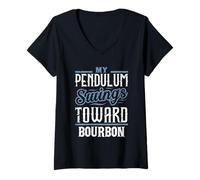 Femme Whiskey Lover My Pendule Swings Toward Bourbon T-Shirt avec Col en V