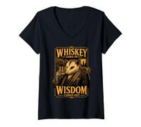 Femme Whisky Goes in Wisdom Comes Out Opossum T-Shirt avec Col en V
