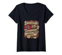 Femme Whisky Smooth As Tennessee - Drapeau et tonneaux du Tennessee T-Shirt avec Col en V