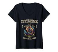 Femme Whitby, Yorkshire, Seas The Moment Sea Serpent Design T-Shirt avec Col en V