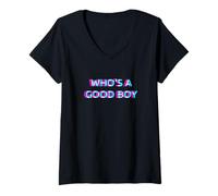 Femme Who's A Good Boy Baby Alternative 2000s Aesthetic Graphic T-Shirt avec Col en V