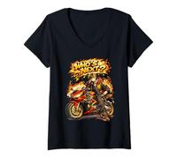 Femme Whos Next Anime Biker Moto Street Racing T-Shirt avec Col en V