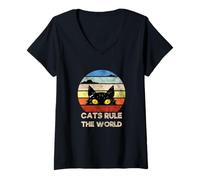 Femme Who's There, Cool Funny Sarcastic Cats Graphic Cool Designs T-Shirt avec Col en V