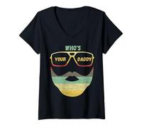 Femme WHOS YOUR DADDY - Idée cadeau amusante rétro pour papa amusant T-Shirt avec Col en V