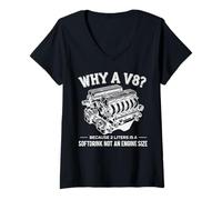 Femme Why A V8 Because 2 Liter is A Softdrink Not an Engine Car T-Shirt avec Col en V