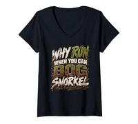 Femme Why Run When You Can Bog Snorkel apnée dans Les tourbières T-Shirt avec Col en V
