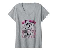 Femme Why Walk When You Can Cartwheel Gymnaste Girls Gymnastics T-Shirt avec Col en V