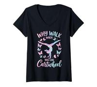 Femme Why Walk When You Can Cartwheel T-Shirt avec Col en V