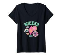 Femme Wicked Collegiate Crest and Emblems T-Shirt avec Col en V