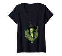 Femme Wicked: for Good Elphaba Bold Portrait & Greenery T-Shirt avec Col en V
