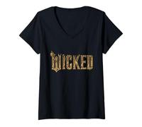 Femme Wicked: for Good Gold Glam Logo T-Shirt avec Col en V