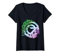 Femme Wicked: for Good Oz Logo Floral and Vine T-Shirt avec Col en V