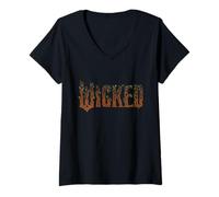Femme Wicked: for Good Ozian Forest Textured Logo T-Shirt avec Col en V