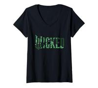 Femme Wicked: for Good Torn Green Collage Logo T-Shirt avec Col en V