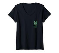 Femme Wicked: for Good Torn Green Logo Front and Back T-Shirt avec Col en V