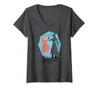 Femme Wicked Glinda & Elphaba Ozdust T-Shirt avec Col en V, Chiné Foncé, S