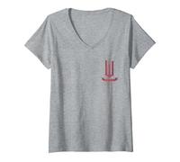 Femme Wicked Movie Logo Glinda Pink and Gold Wand T-Shirt avec Col en V, Gris Chiné, XXL