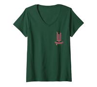 Femme Wicked Movie Logo Glinda Pink and Gold Wand T-Shirt avec Col en V, Vert Forêt, S