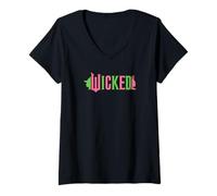 Femme Wicked Pink & Green T-Shirt avec Col en V