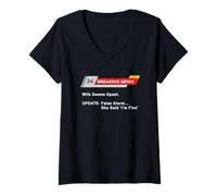 Femme Wife Seems Upset! Update: False Alarm, She Said 'I'm Fine'. T-Shirt avec Col en V