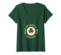 Femme Wild Atlantic Way Trèfle Irlande Souvenir T-Shirt avec Col en V