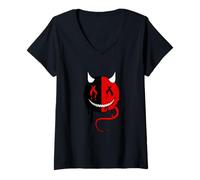Femme Wild Halloween Hell Devil Club Illustration Graphic Designs T-Shirt avec Col en V