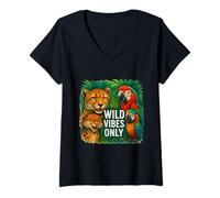 Femme Wild Vibes : Uniquement Jungle Crew T-Shirt avec Col en V