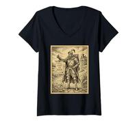 Femme Will JOUTE pour LA BIÈRE Renaissance Fair Knight Funny Medieval T-Shirt avec Col en V